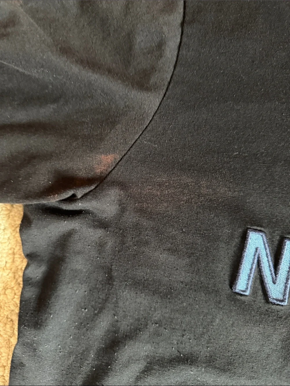 The North Face Black Short Sleeve Tee with Blue Logo | Men's Medium
